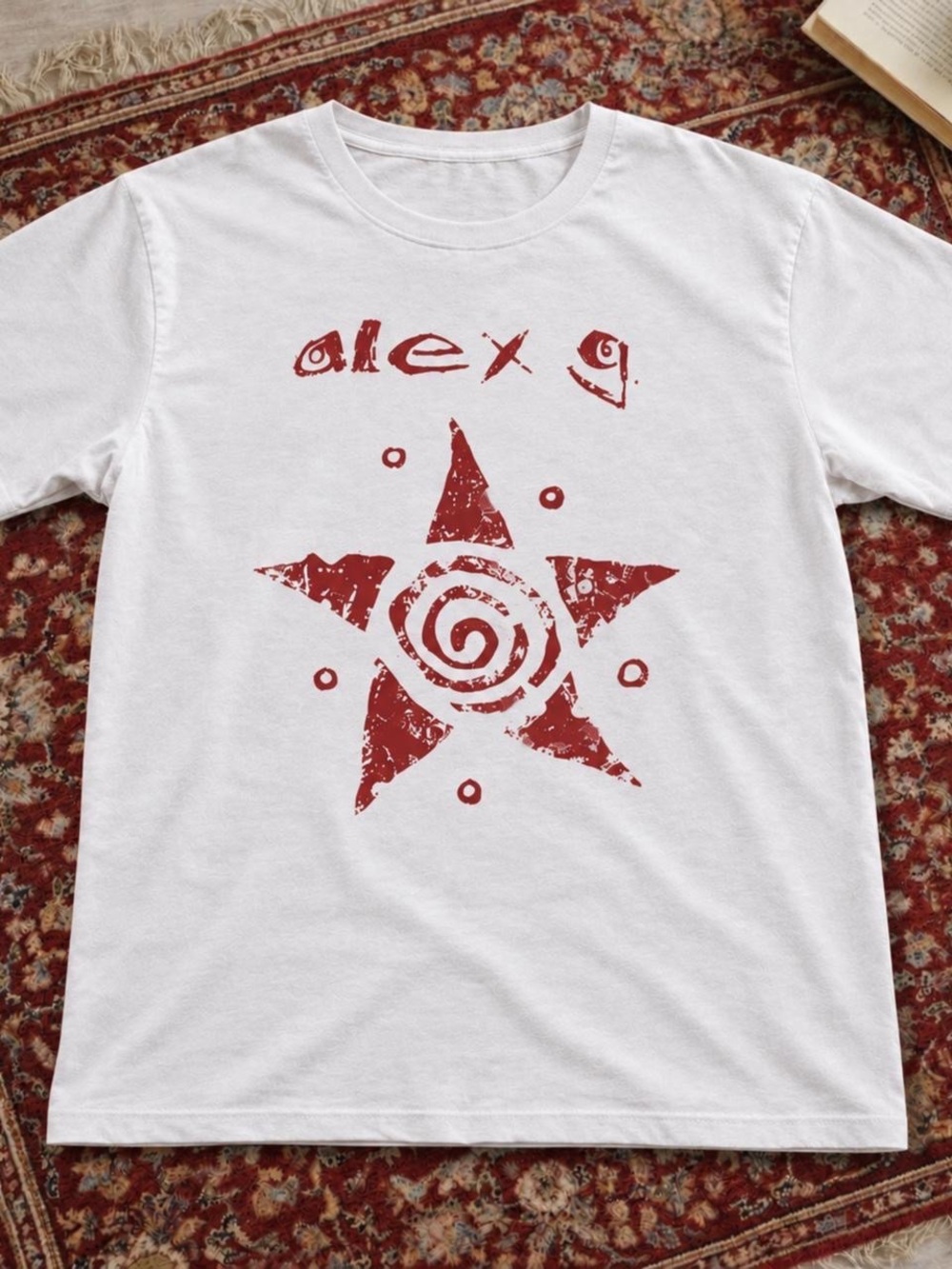 Gildan White Short Sleeve Tee with Distressed Red Star Graphic